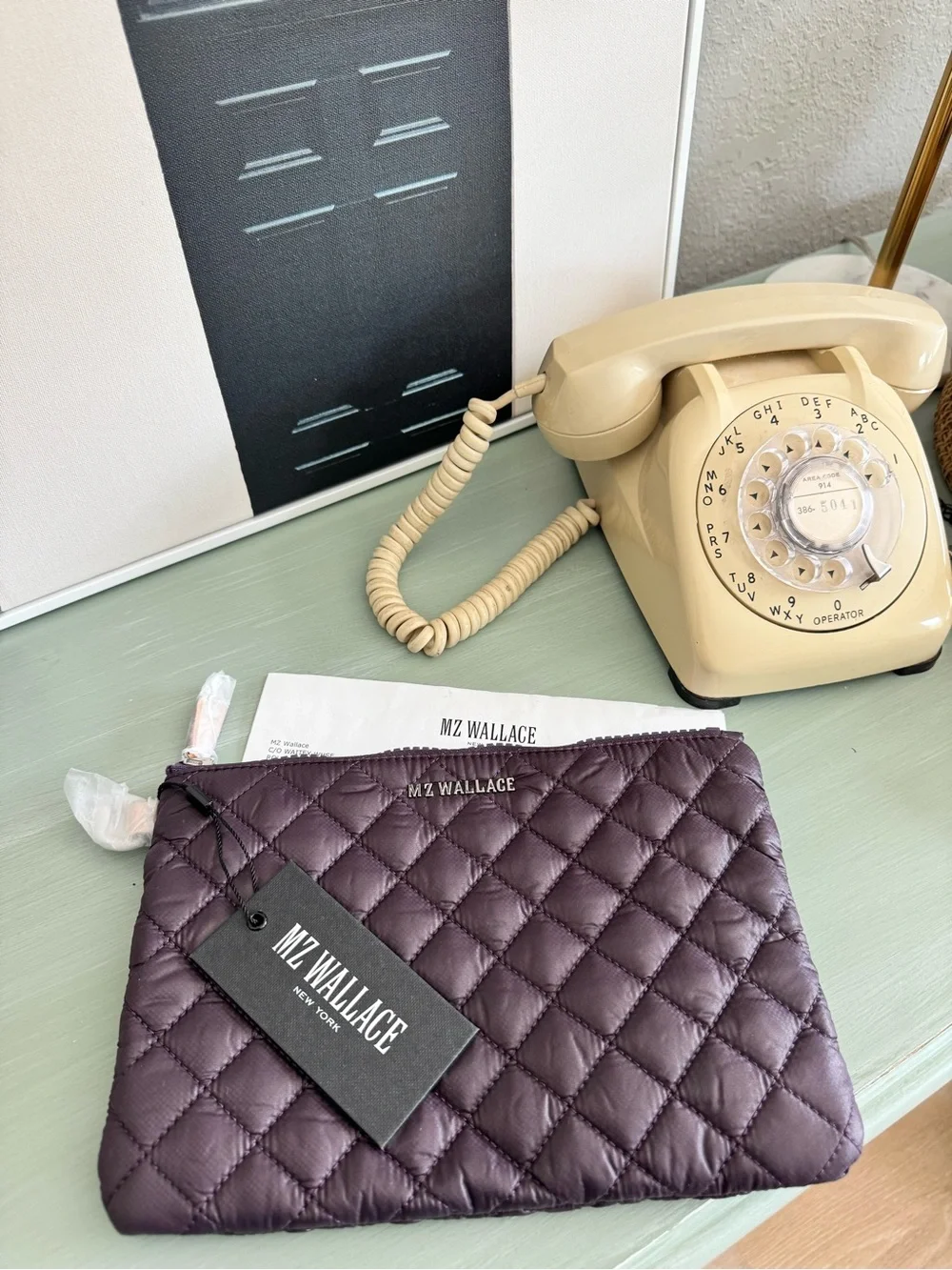 MZ Wallace Quilted Zip small Metro Pouch in Plum NEW - Picture 1 of 2
